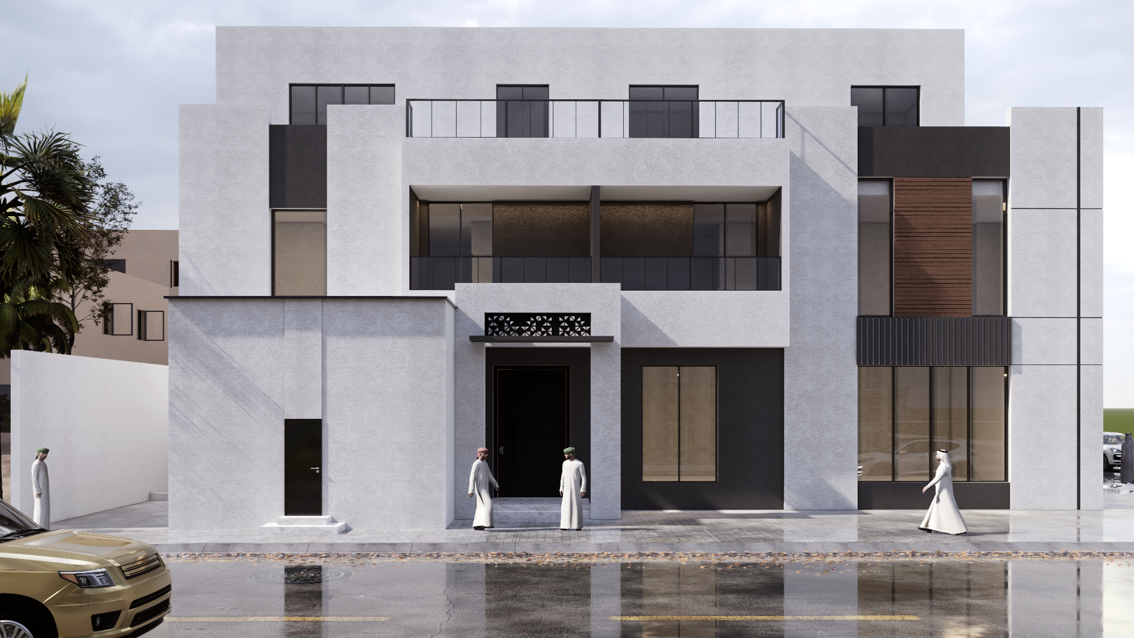 فيلا سكنية بتصميم مودرن بخامات حجر الرياض ولمسات عصرية متباينة - Image 3